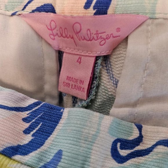 Lilly Pulitzer - Women`s Scalloped Blue and Yellow Shorts size 4 - Picture 5 of 6